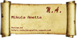 Mikula Anetta névjegykártya